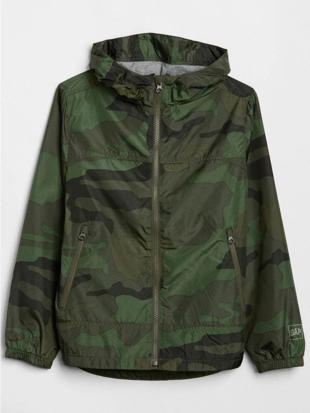 Gap Kids Jersey-lined Camo Hooded Windbreaker